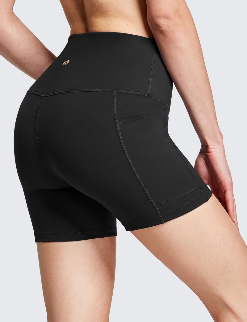 baleaf Biker Shorts Women Yoga Gym Workout Spandex Running Volleyball Tummy Control Compression with Pockets Soft 5" Black M
