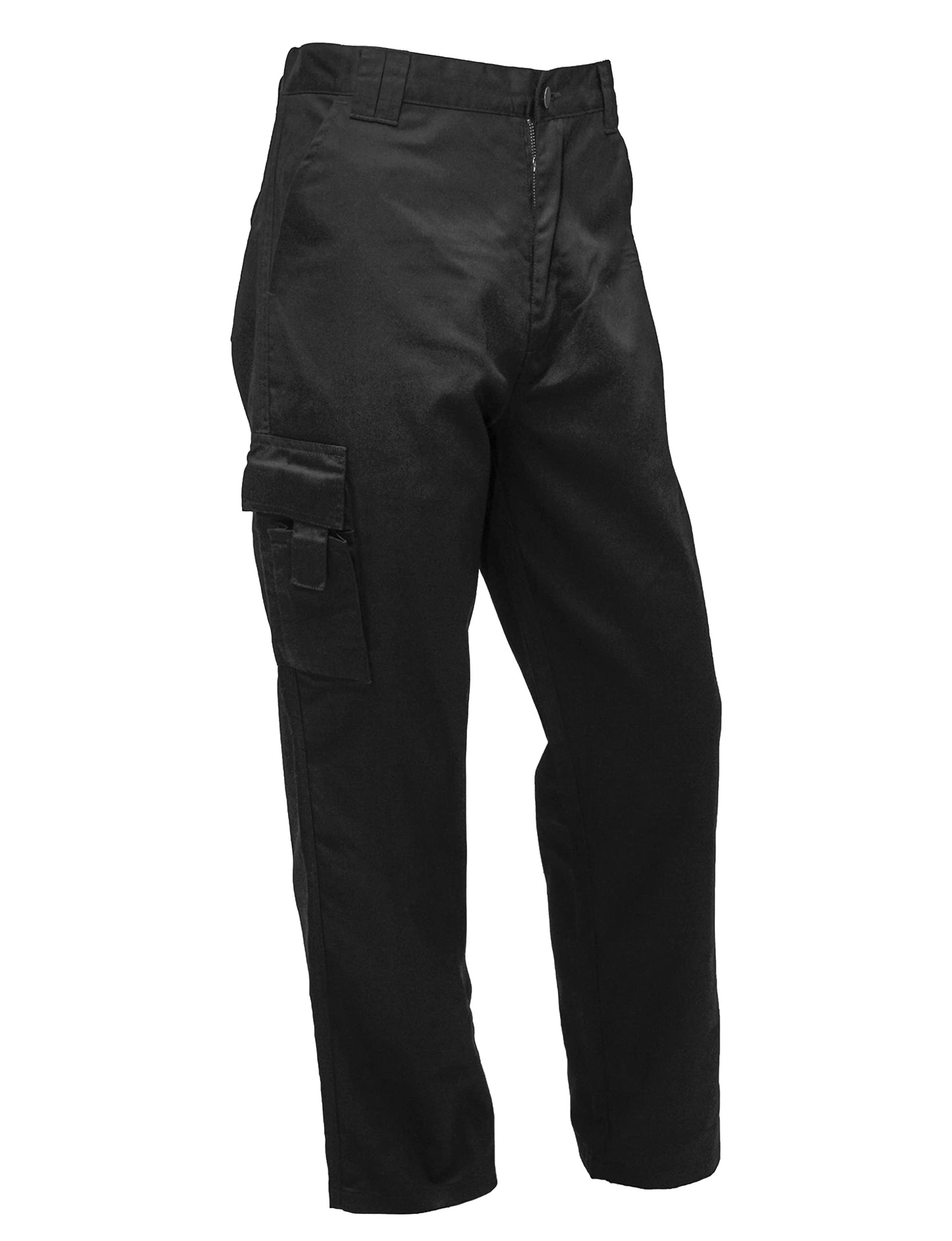 FNT Workwear Black Multi Pockets Men Cargo Combat Work Trousers Work Pants with Button & Zip Fly (34W / 31L, Black)