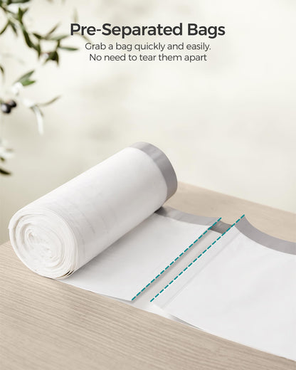 SONGMICS Drawstring Bin Liners, 30L Bin Liners, Code 30A, Customized, 2 Rolls, 90 Pieces, White KRB30A02