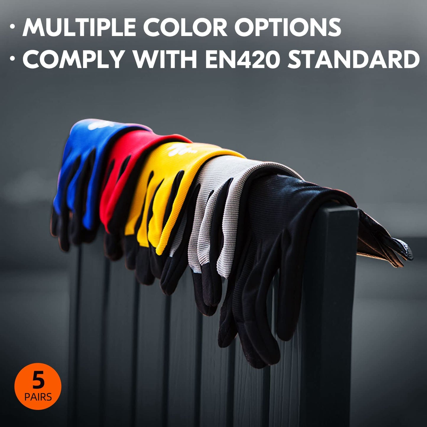 Vgo... 5Pairs Work Gloves Touchscreen, Light Duty Safety Gloves for Gardening Warehouse Delivery Multi-function
