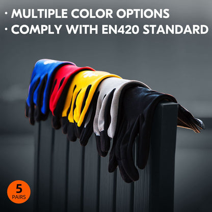 Vgo... 5Pairs Work Gloves Touchscreen, Light Duty Safety Gloves for Gardening Warehouse Delivery Multi-function