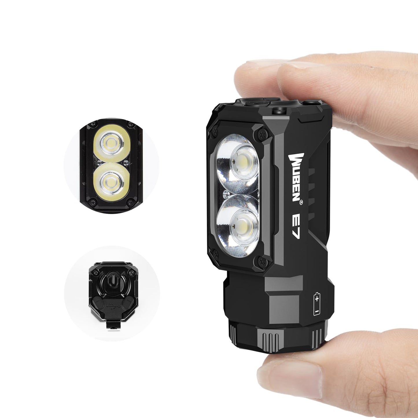 WUBEN E7 1800 Lumen Torch Light with Magnet - Super Bright 6 Modes EDC Flashlight, Typ-C Rechargeable LED Flash Light; IP68 Pocket Flashlight for Headlamp Use, Rescue, Camping