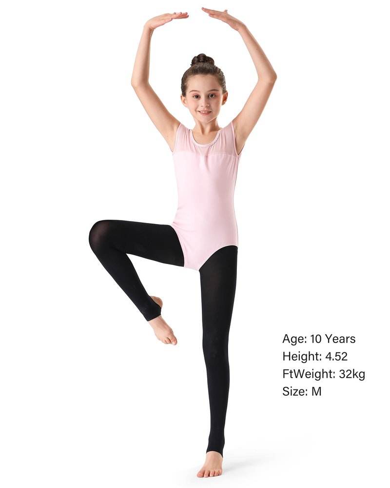 Stelle Girls Women Stirrup Tights Ultra Soft Dance Tights for Ballet, Gymnastics, School (Little Kid/Big Kid/Women)（Black，10-15Years）