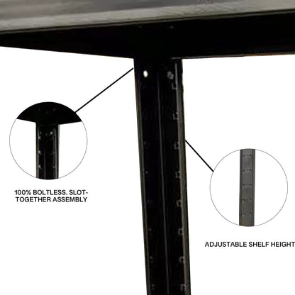 shine planet 5 Tier Garage Shelves Metal Storage Shelves, Heavy Duty Shed Storage Racking for Warehouse Workshop Office(Black,90x40x180cm)