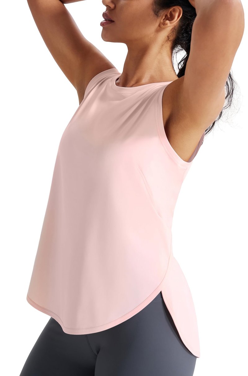 JOYSPELS Ice Silk Workout Tank Tops for Women Cool-Dry Sleeveless Loose Fit Yoga Shirts Athletic Pink