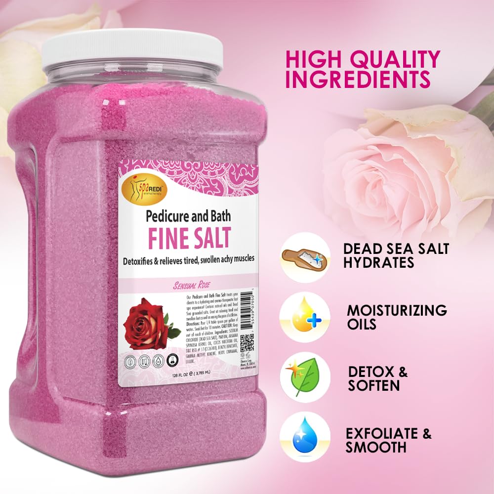 SPA REDI - Detox Foot Soak Pedicure and Bath Fine Salt, Lavender and Wildflower, 128 Oz - Made with Dead Sea Salts, Argan Oil, Coconut Oil, and Essential Oil, Hydrates, Softens and Moisturizes