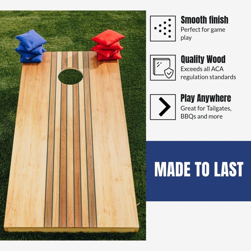 Tailgating Pros American Themed Cornhole Board Set - Official Regulation Size 4'x2' Corn Hole Toss Game w/Set of 8 Bean Bags and Carrying Case - Outdoor Tailgate Yard Game