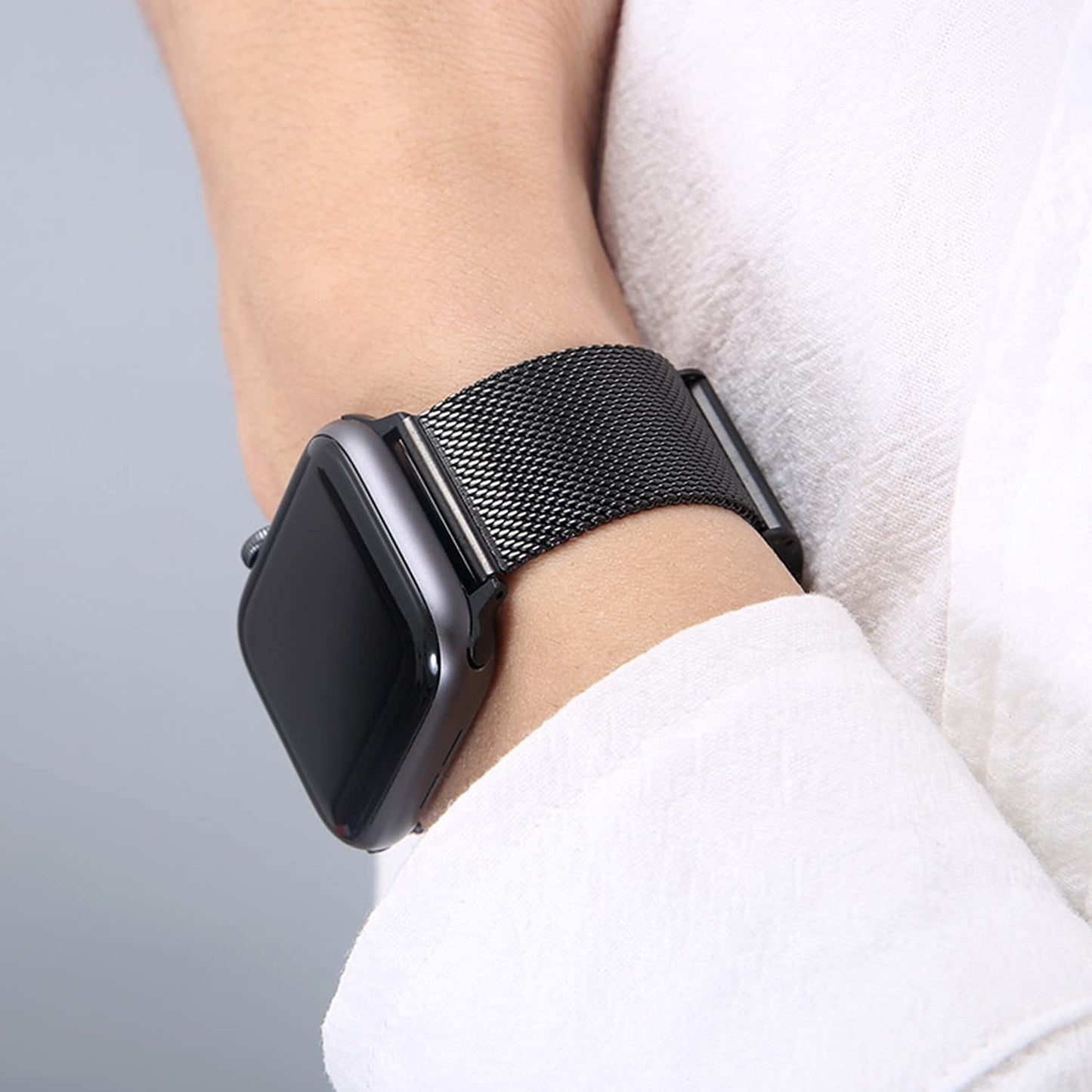 baklon Pack 2 Metal Strap Compatible with Apple Watch Strap 42/44/45/46/49mm, Stainless Steel Replacement Wristband Compatible with iWatch Series Ultra/Ultra2/SE2/SE/10 9 8 7 6 5 4 3 2 1,Black