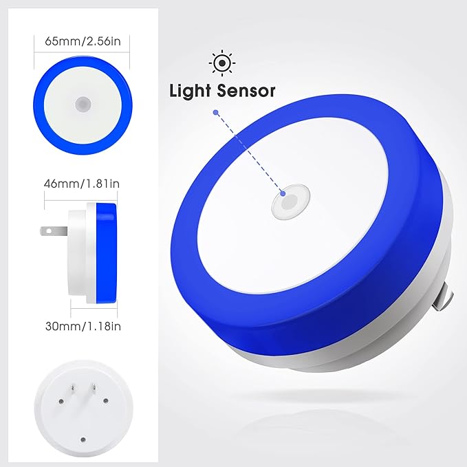 Briignite 2 Pack Blue Night Light, LED Night Light for Kids & Adults, Plug In, 60LM, 0.6W