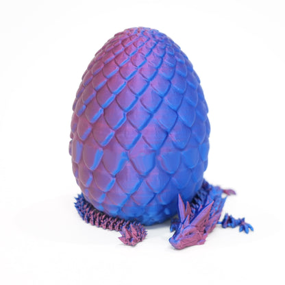 Flavery Dragon Egg - 3D Printed Egg with Flexible Dragon Inside, 3D Printed Gift, Articulated Dragon Egg Fidget Toy, Easter Egg,Figurine Decor (12” Dragon)