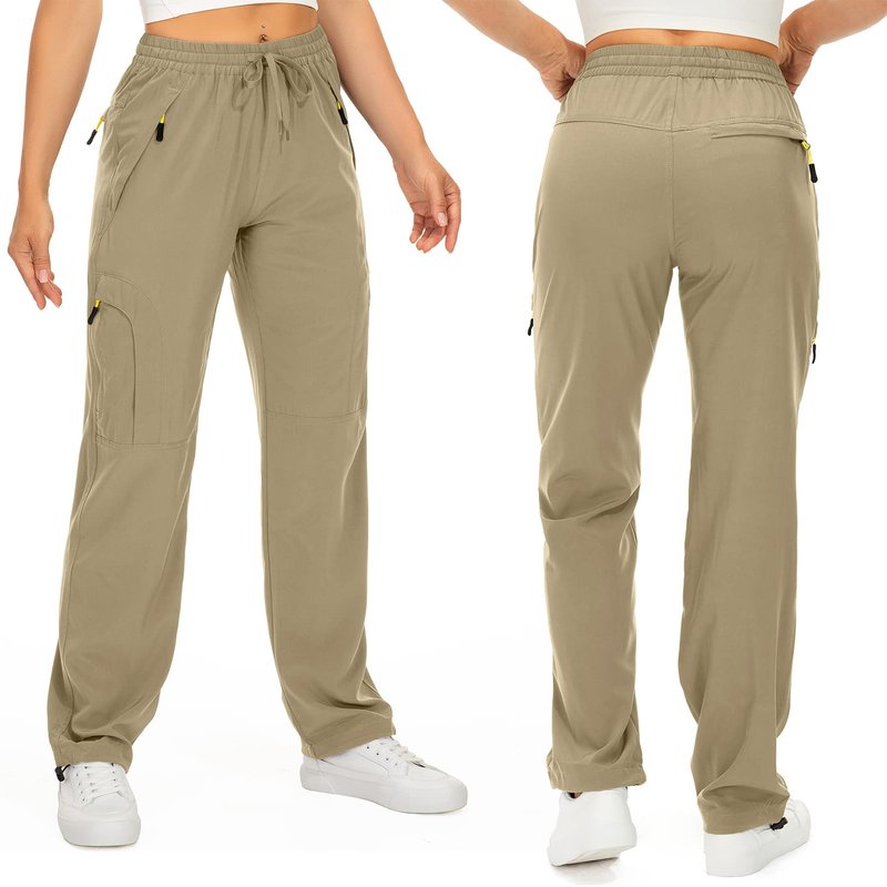 Toomett Women's Hiking Cargo Pants Quick Dry UPF50+ Outdoor Pants for Women Fishing Safari Travel Stretchy Pants with Pockets,6608,Khaki,S