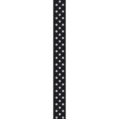 Offray 467992 5/8" Wide Grosgrain Ribbon, Black and White Polka Dot, 3 Yards