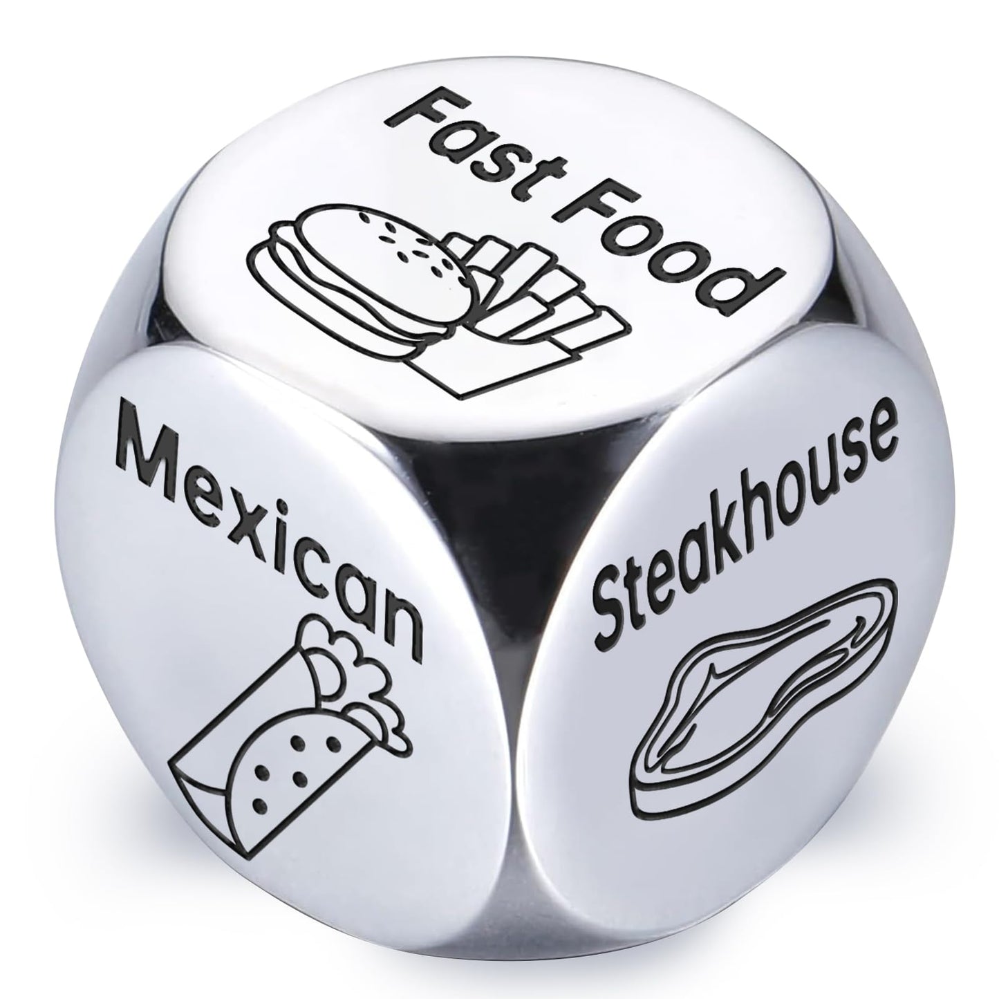 Valentines Day Gifts for Him Her: Steel Food Decision Dice Funny Gifts for Men Women Couple Girlfriend Boyfriend Husband Wife Anniversary Birthday Wedding Fathers Day Christmas Stocking Stuffers