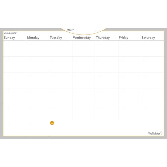 AT-A-GLANCE AW602028 WallMates Self-Adhesive Dry Erase Monthly Planning Surface, 36 x 24 , Gray/White/Orange