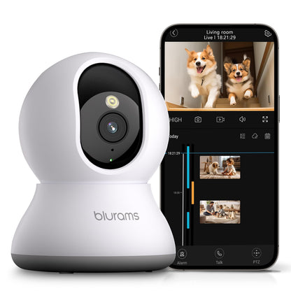 blurams Pet Camera 2K, 360° Dog Camera with Phone App, PTZ Indoor Cameras for Home Security Indoor, 2-Way Audio, Motion Tracking, Color/IR Night Vision, Siren, Cloud&SD(2.4GHz Only)