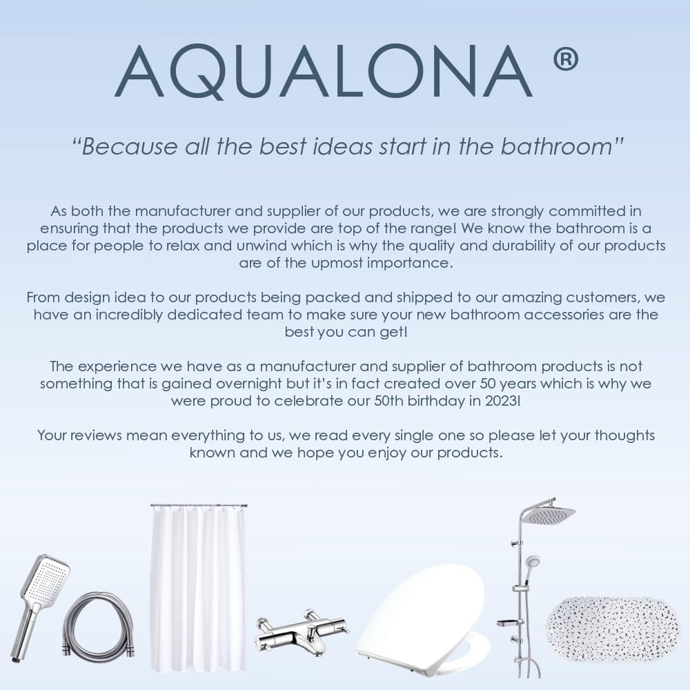 AQUALONA® Premium Thermoplastic Toilet Seat - Soft Close - Hard-Wearing Seat with One Button Hinge Release - Click, Lift & Clean Technology - Top and Bottom Fittings (White - Oval Shaped)