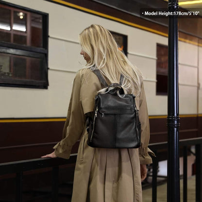 Kattee Women Real Leather Backpack Purse Anti-Theft Rucksack Fashion Shoulder School Bag Fits 11 inches Tablet