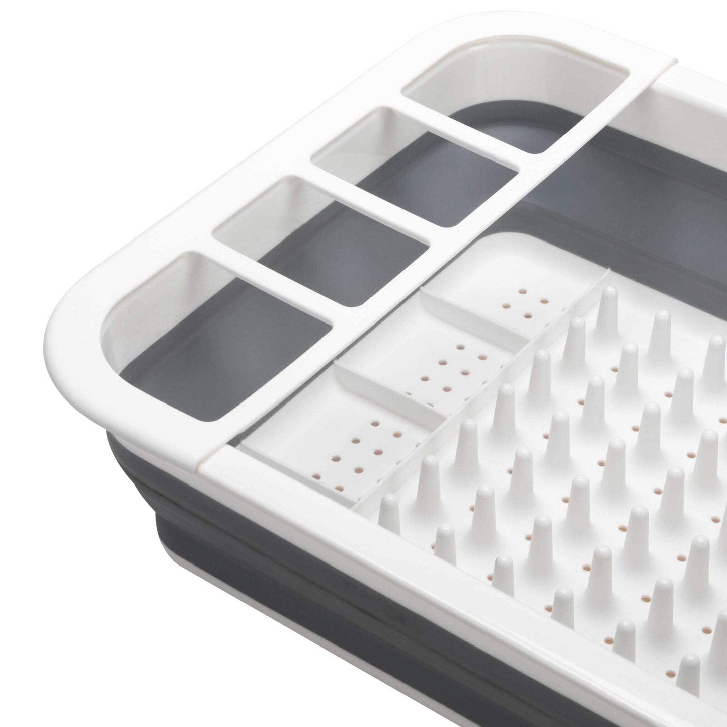 Beldray LA031051 Collapsible Dish Drainer - Plastic Sink Drying Rack With Cutlery Divider, Foldable For Compact Storage, Durable For Plates, Cups, Pots & Pans, Space Saving For Camping, Caravans