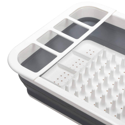 Beldray LA031051 Collapsible Dish Drainer - Plastic Sink Drying Rack With Cutlery Divider, Foldable For Compact Storage, Durable For Plates, Cups, Pots & Pans, Space Saving For Camping, Caravans