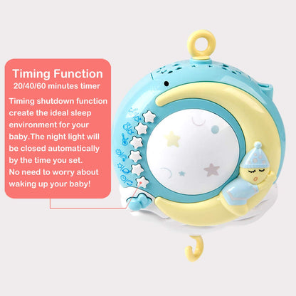 Mini Tudou Baby Musical Mobile Crib with Music and Lights, Timing Function, Projection, Take-Along Rattle and Music Box for Babies Boys Girls Toddlers