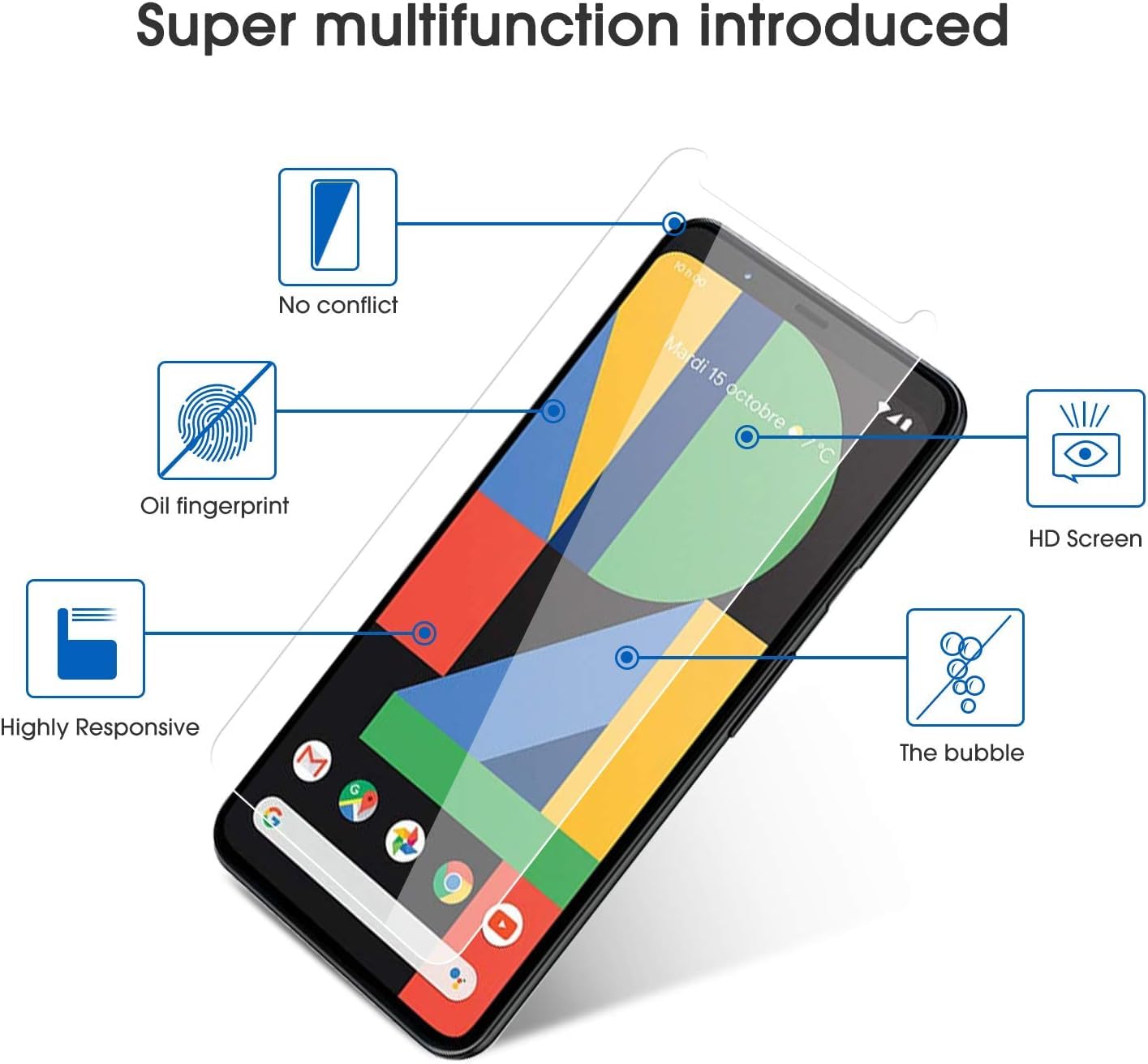 OMOTON 3+2 Pack for Google Pixel 9 Pro XL Screen Protector 6.8 Inch, 3 Tempered Glass Film & 2 Camera Lens Protector, Bubble-free, HD Clear, Not for 9 Pro/ 9