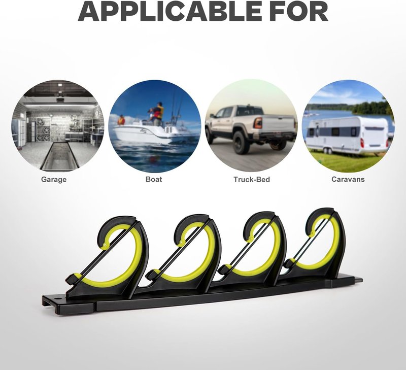 Fishing Rod Rack - Wall Mounted Rubber Coated Holders for 8/16 Poles | Garage & Vehicle Storage Solutions