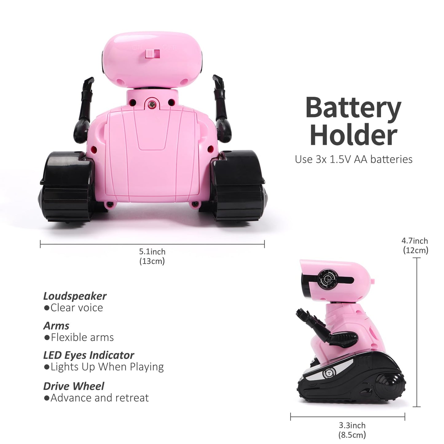 GILOBABY Robot Toys, Remote Control Robot Toy, RC Robots for Kids with LED Eyes, Flexible Head & Arms, Dance Moves and Music, Birthday Gifts for Girls Age 3+ Years (Pink)