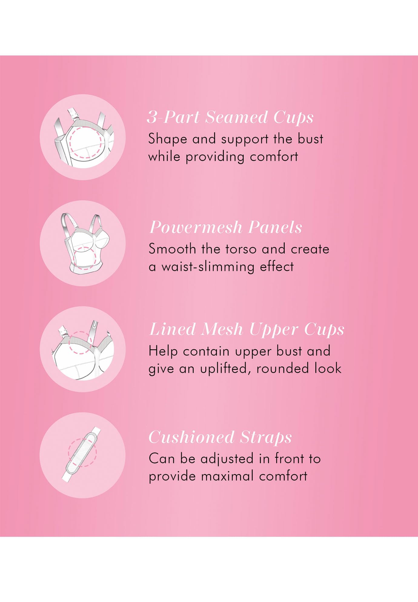 Exquisite Form womens Back Close Longline Bra, Black, 44D US