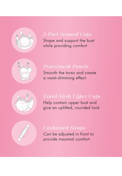 Exquisite Form womens Back Close Longline Bra, Black, 44D US