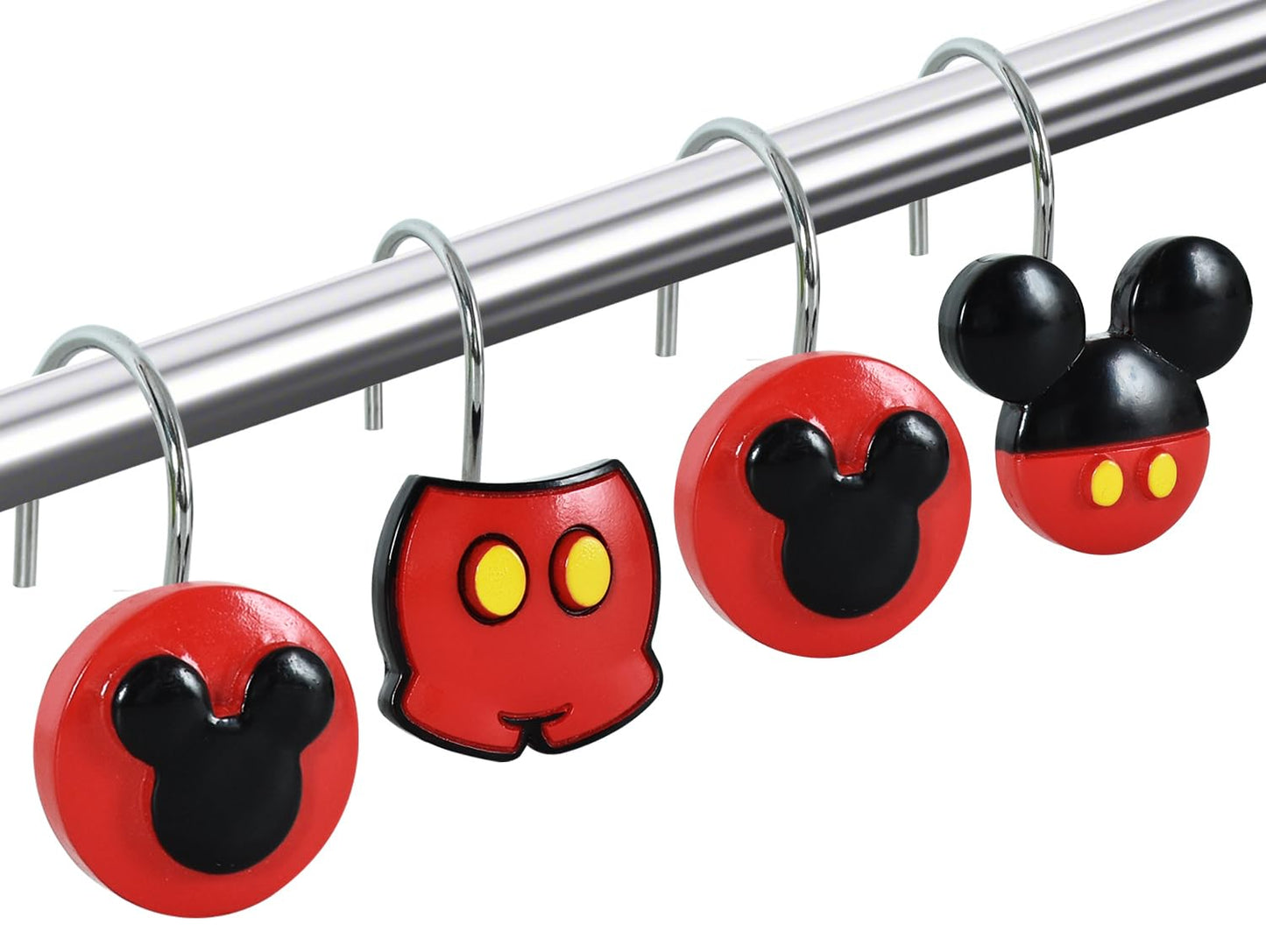 CTOHN 12 Pieces Mouse Shower Curtain Hooks Rings, Mouse Theme Decorative Shower Hooks for Shower Curtain, Stainless Steel Decorative Shower Hangers Rings for Bathroom