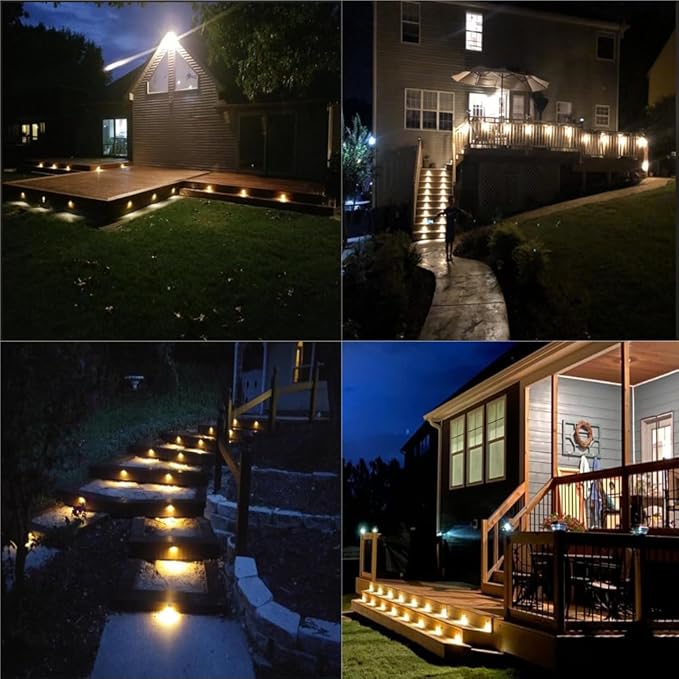 FVTLED Low Voltage LED Deck Lights kit Φ1.38 Outdoor Garden Yard Decoration Lamp Recessed Landscape Pathway Step Stair Warm White LED Lighting, Bronze