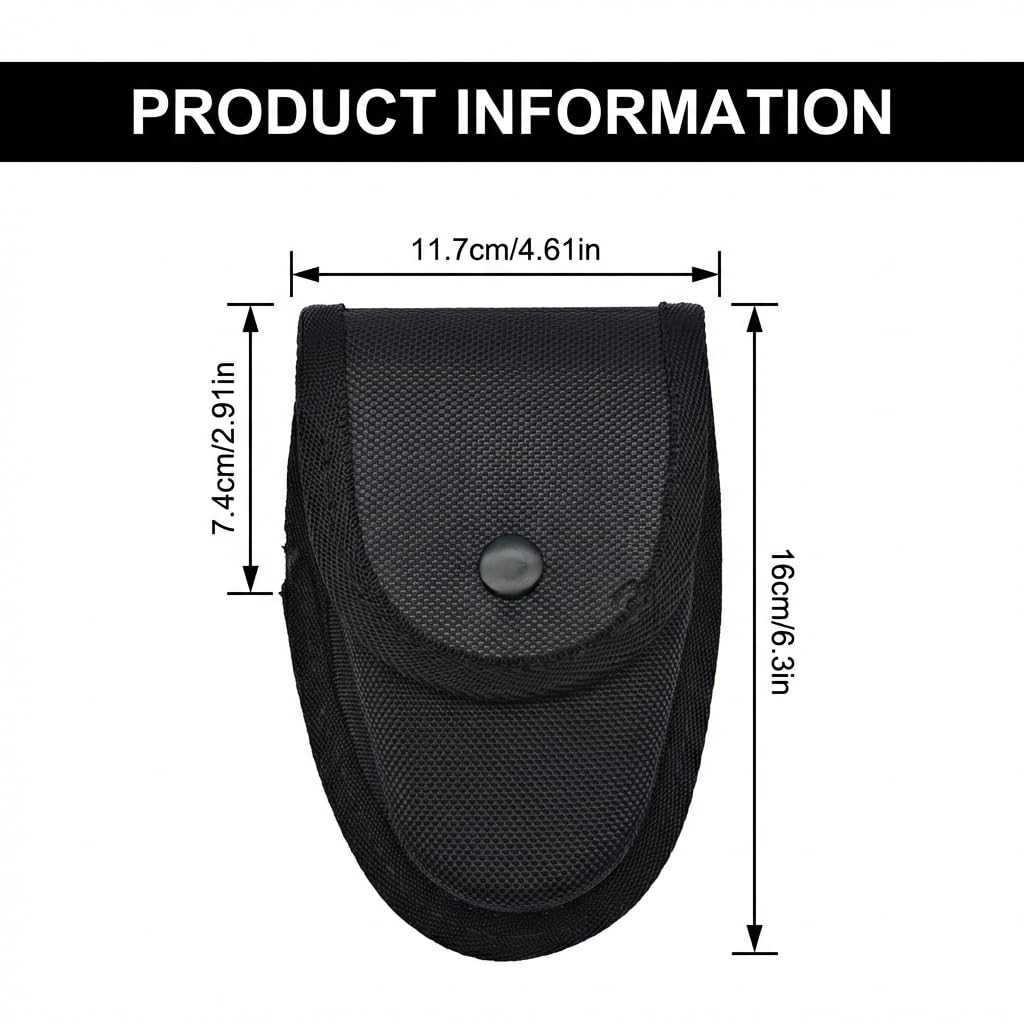 Handcuff Case Holster Pouch for Duty Belt or MOLLE Vest, Handcuff Holder Compatible with Standard Chain or Hinged Handcuffs, Open Top Cuff Sheath for Police Law Enforcement Security Officer Gear