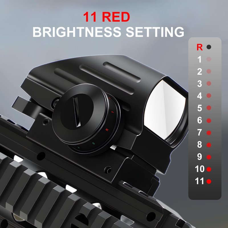 SVITVU Red Dot Sight, Red and Green, Reflex Rifle Scope Dot Sight with 4 Different Reticles, 20mm Rail Mount, Absolute Co-Witness (Reticles Red and Green)