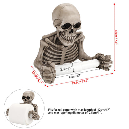 OwnMy Skull Toilet Paper Holder Wall Mount Toilet Tissue Roll Paper Storage Holder Skeleton Tissue Towel Shelf Rack - Bathroom Resin Tissue Roll Holder Wall Decoration for Halloween Ghost Festival