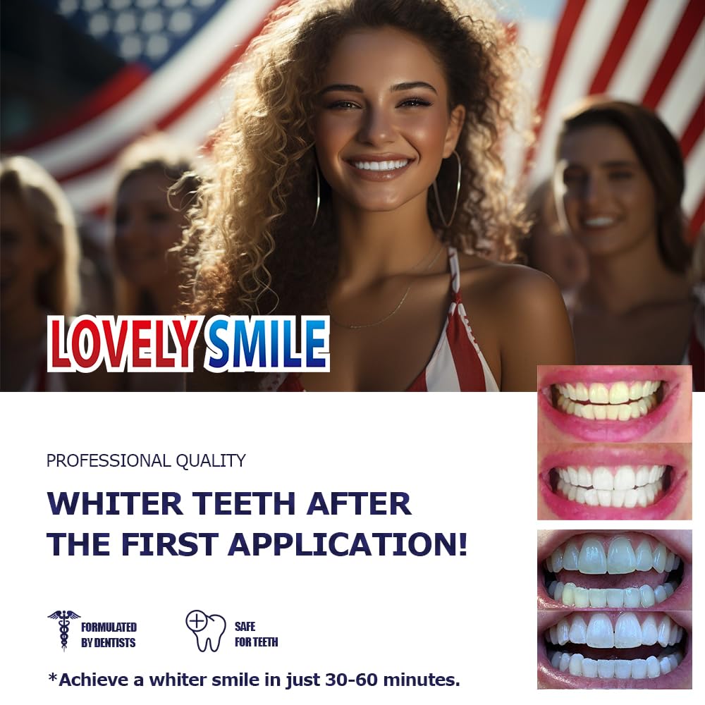 Lovely Smile | 28 White-Strips Teeth whitening Strips - Advanced NO-Slip Technology - Professional Teeth Whitening Kit - Premium Line by Ray of Smile®