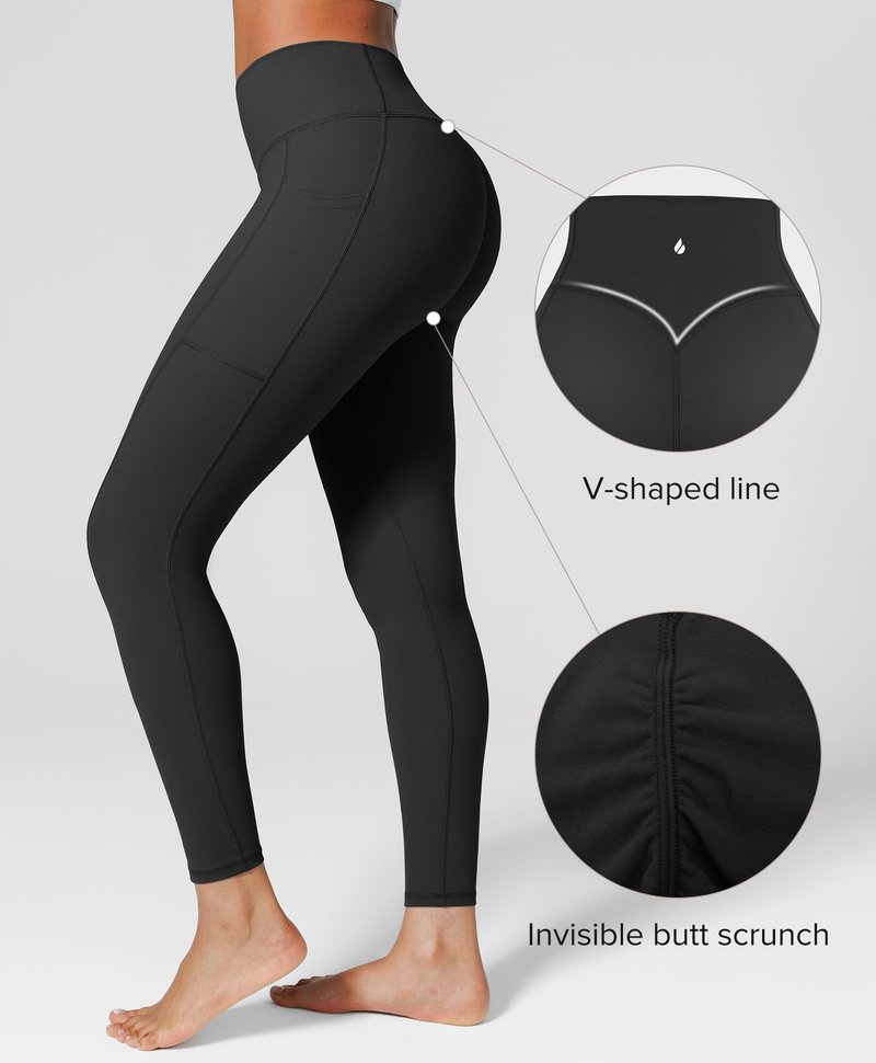 BRXL B R X L Ultra Stretchy Scrunch Butt Lycra Workout Leggings with Pockets for Women, High Waisted Athletic Gym Yoga Pants Black S