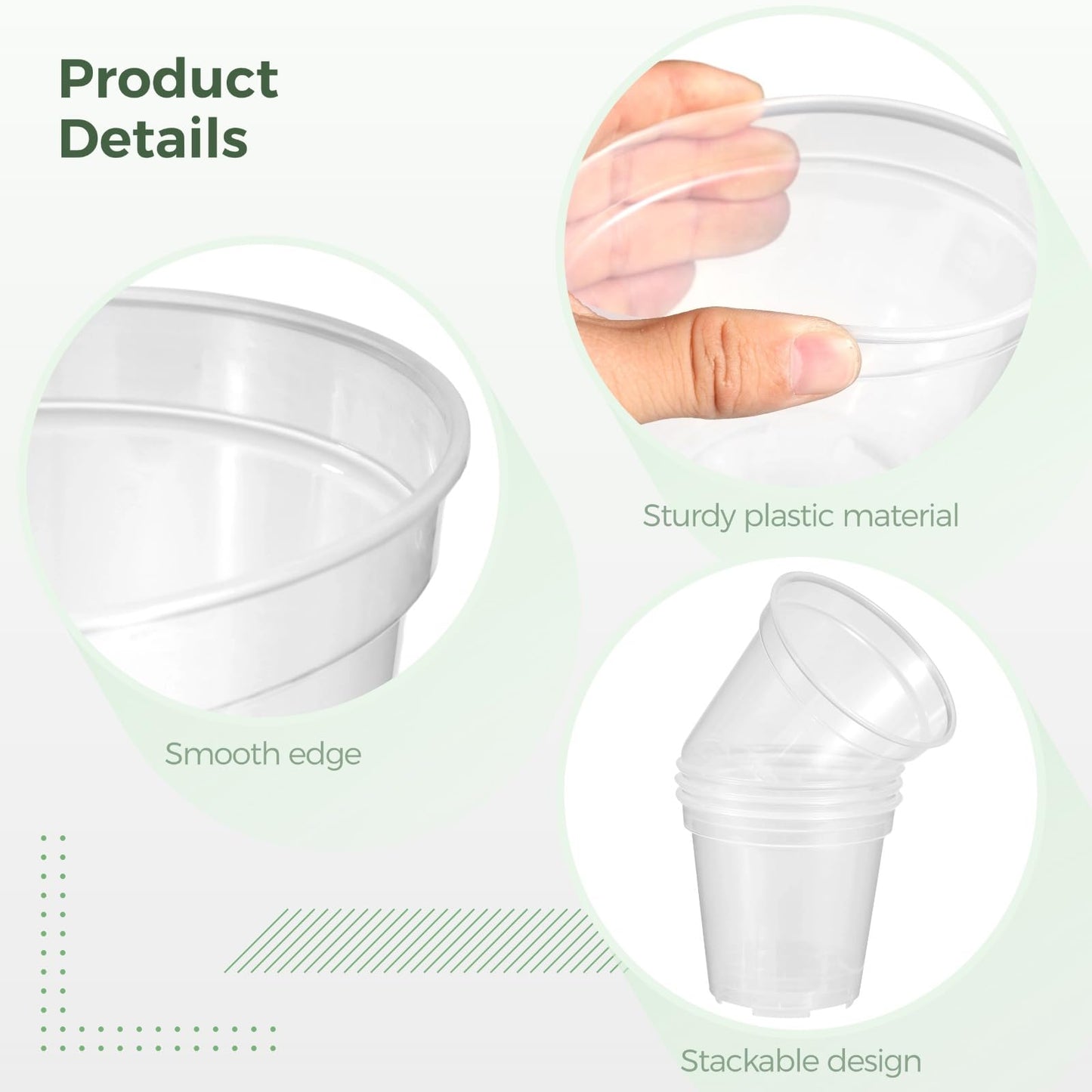 OMISTAR 8 Pcs Clear Plant Pots with Drainage - Clear Nursery Pots with Drainage Holes, Ideal for Lily Plants, Height 3-6 Inches Lightweight and Stackable Design for Efficient Growth