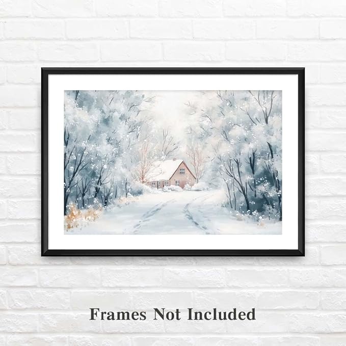 Yesad Winter Wall Art, Winter Forest Canvas Prints Country Wall Art Rustic Wall Décor for Living Room Bedroom Farmhouse Decorations Landscape Pictures Prints Nature Poster (Unframed,12”x8”, Winter)