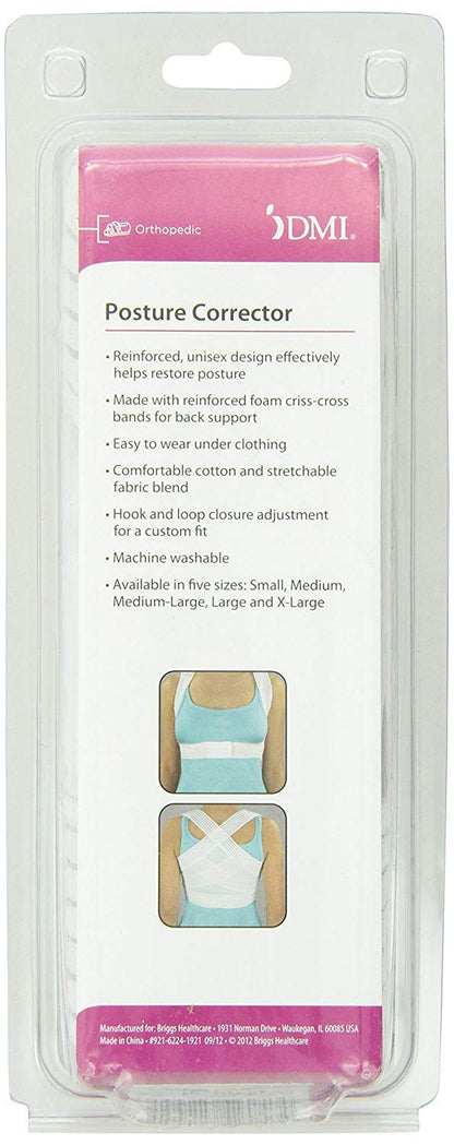 DMI Posture Corrector, Unisex, White, Criss-Cross Foam Bands, Extra Large, 46" to 48" Chest Size