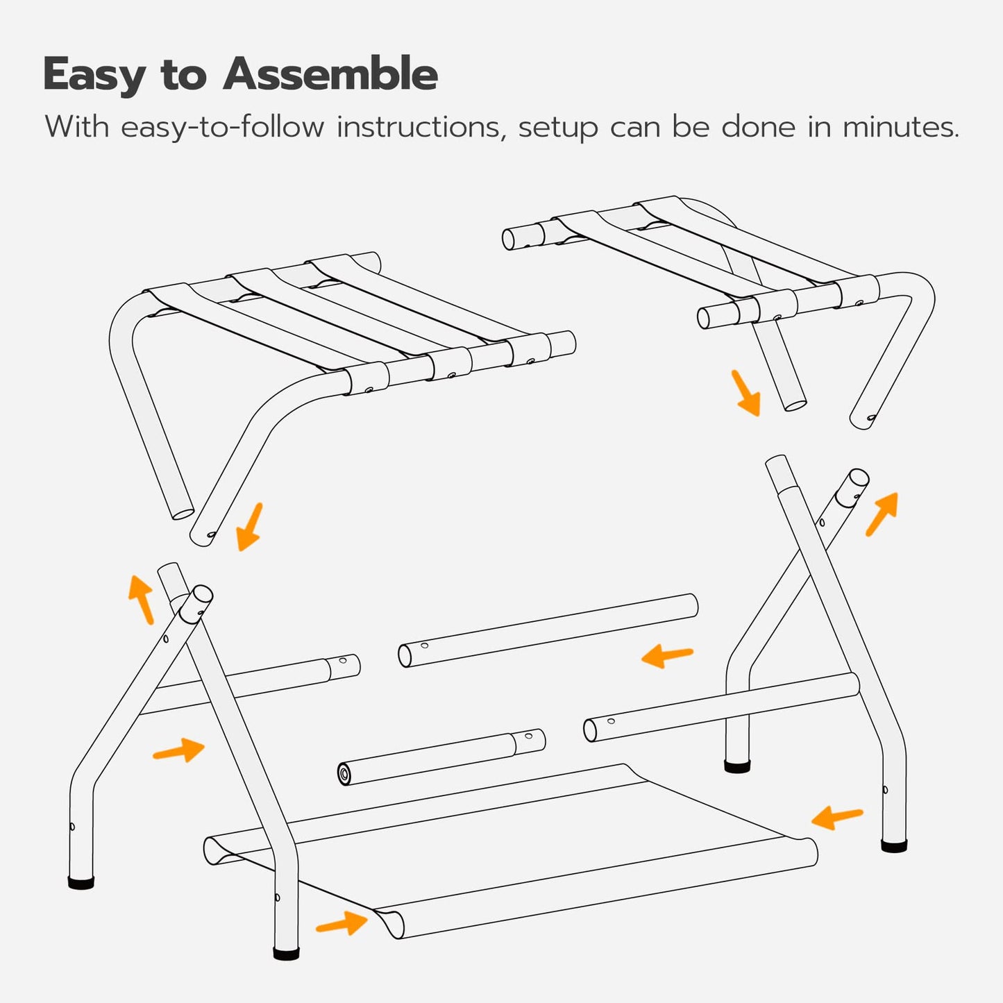 HOOBRO Luggage Rack, Folding Suitcase Stand with Fabric Storage Shelf for Guest Room, Bedroom, Hotel, Holds up to 100 lb, 27 x 15.3 x 22 Inches, Space Saving, Black BK04XL01