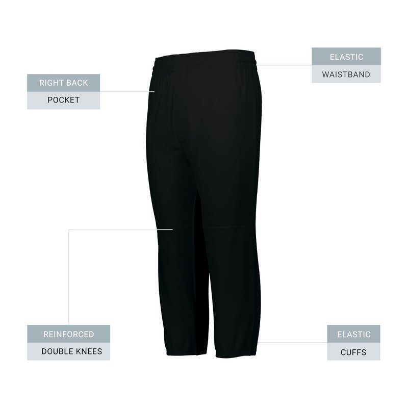 Augusta Sportswear Youth Gamer Pull-Up Baseball Pant Black XXS