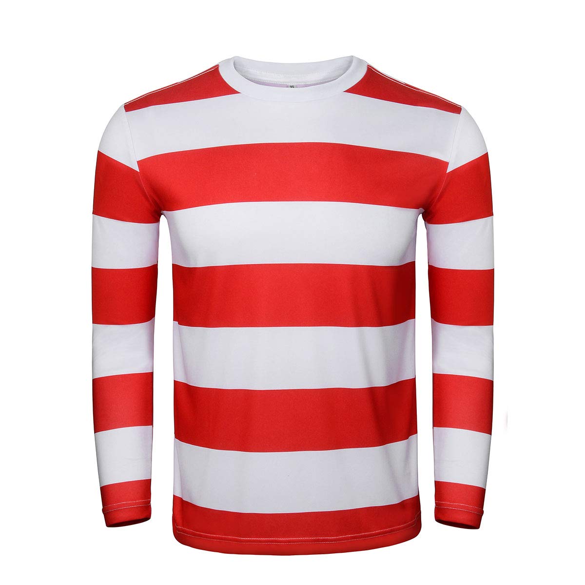 Adult Men Red and White Striped Tee Shirt Glasses Hat Outfit Suit Set Halloween Cosplay Costume Party Props (3X-Large, Adult Men)