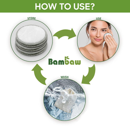 Reusable Make Up Pads | 22 Bamboo Pads with Laundry Bag | Eco-Friendly Cotton Pads | Cleansing Pads | Reusable Cotton Pads for Eyes and Face | Zero Waste Make Up Pads | Cotton Wool Pad |Bambaw