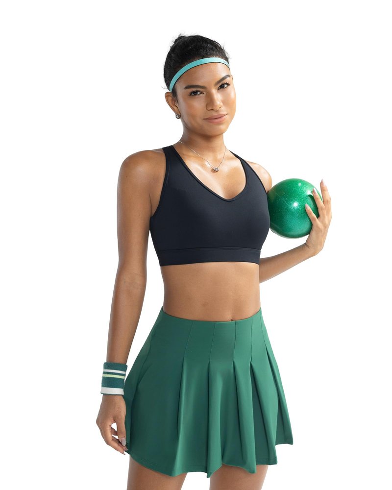 RUNNING GIRL Sports Bras for Women High Support,High Impact V Neck Molded Cup Black Sports Bra Running Workout Bra with Sewn in Pads(WX3160_Black_XL)