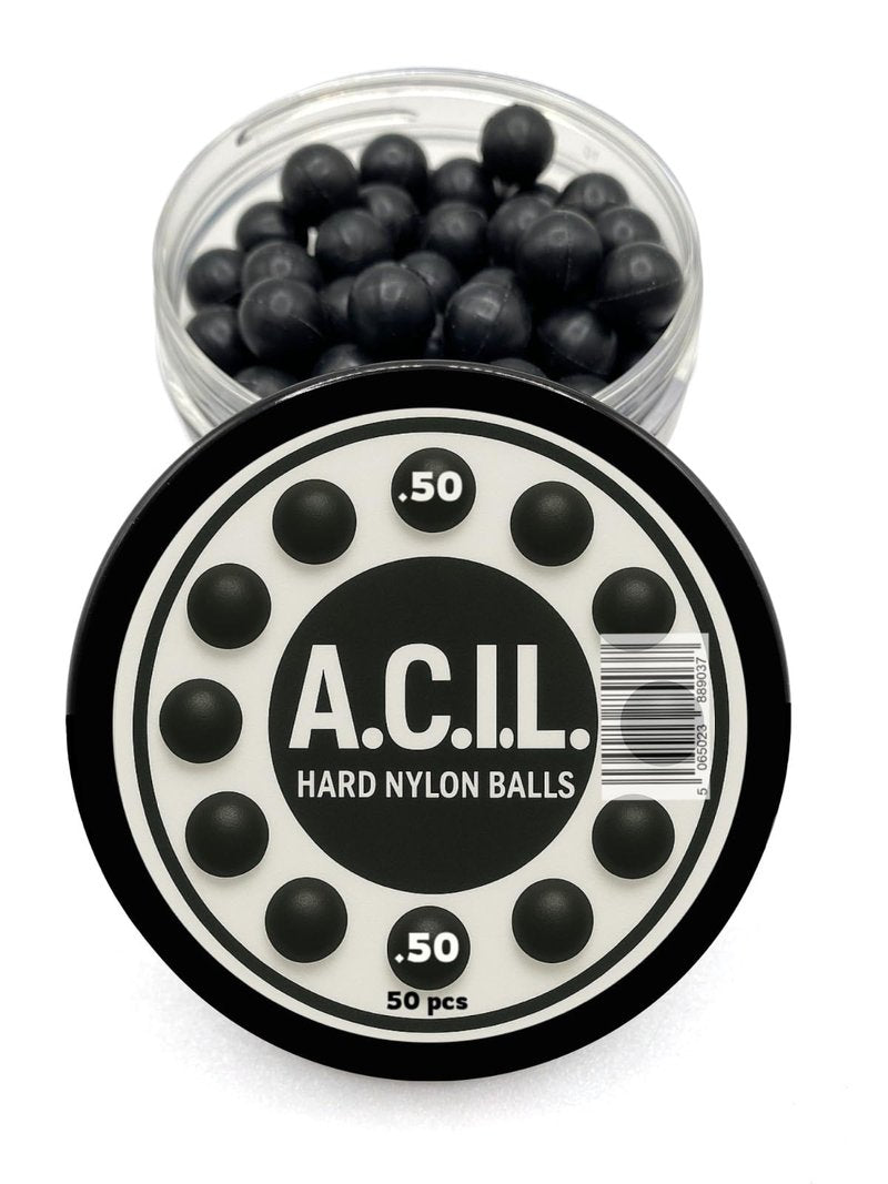50 x Hard Nylon Balls in 50 Caliber Paintballs Solid Balls Precision Training Ammo for Paintball, RAM & Self Defense Pistols – Durable Reusable Projectiles