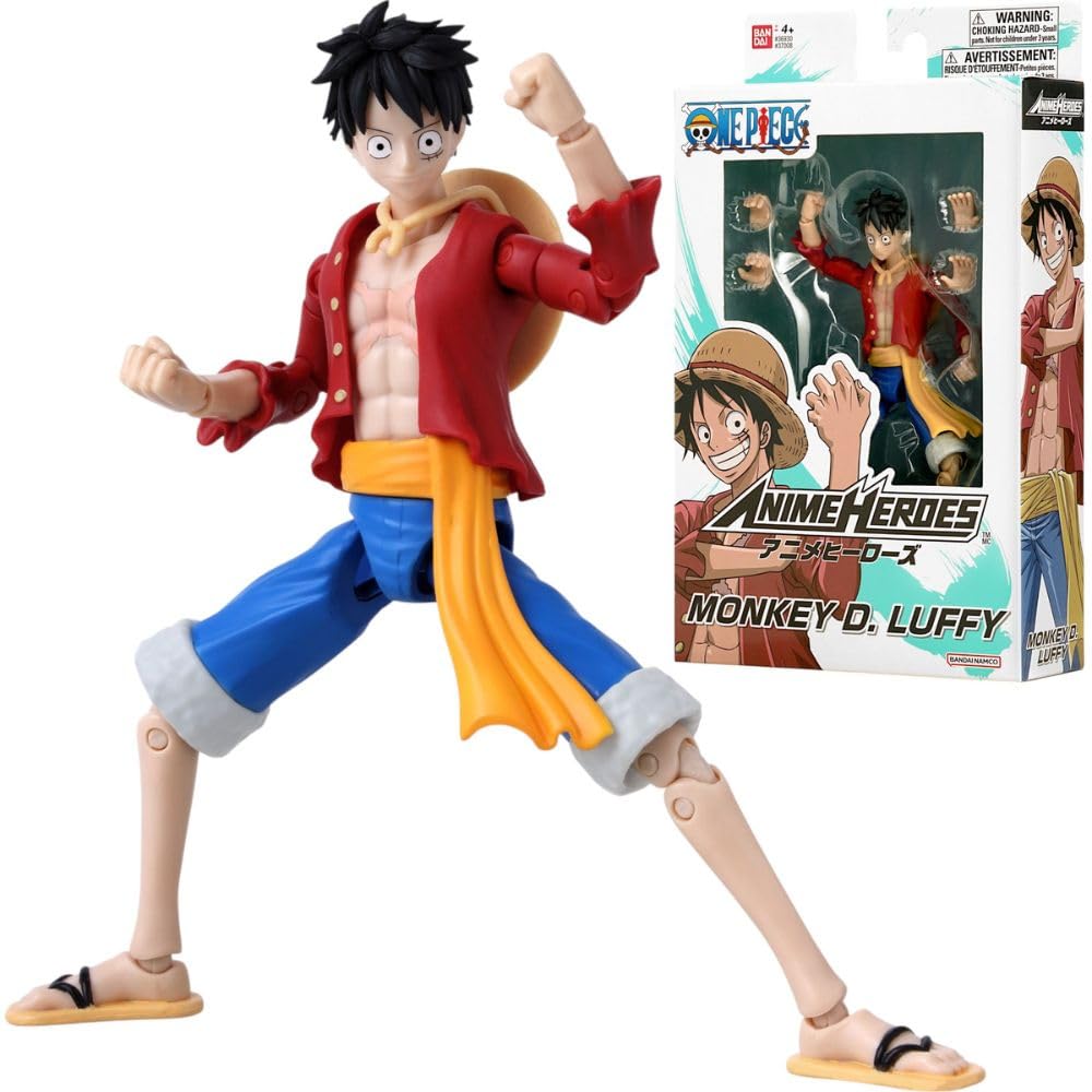 BANDAI Anime Heroes One Piece Figures Monkey D. Luffy Action Figure | 17cm Articulated Luffy Anime Figure With Swappable Hands One Piece Action Figures Pirate Toys Range