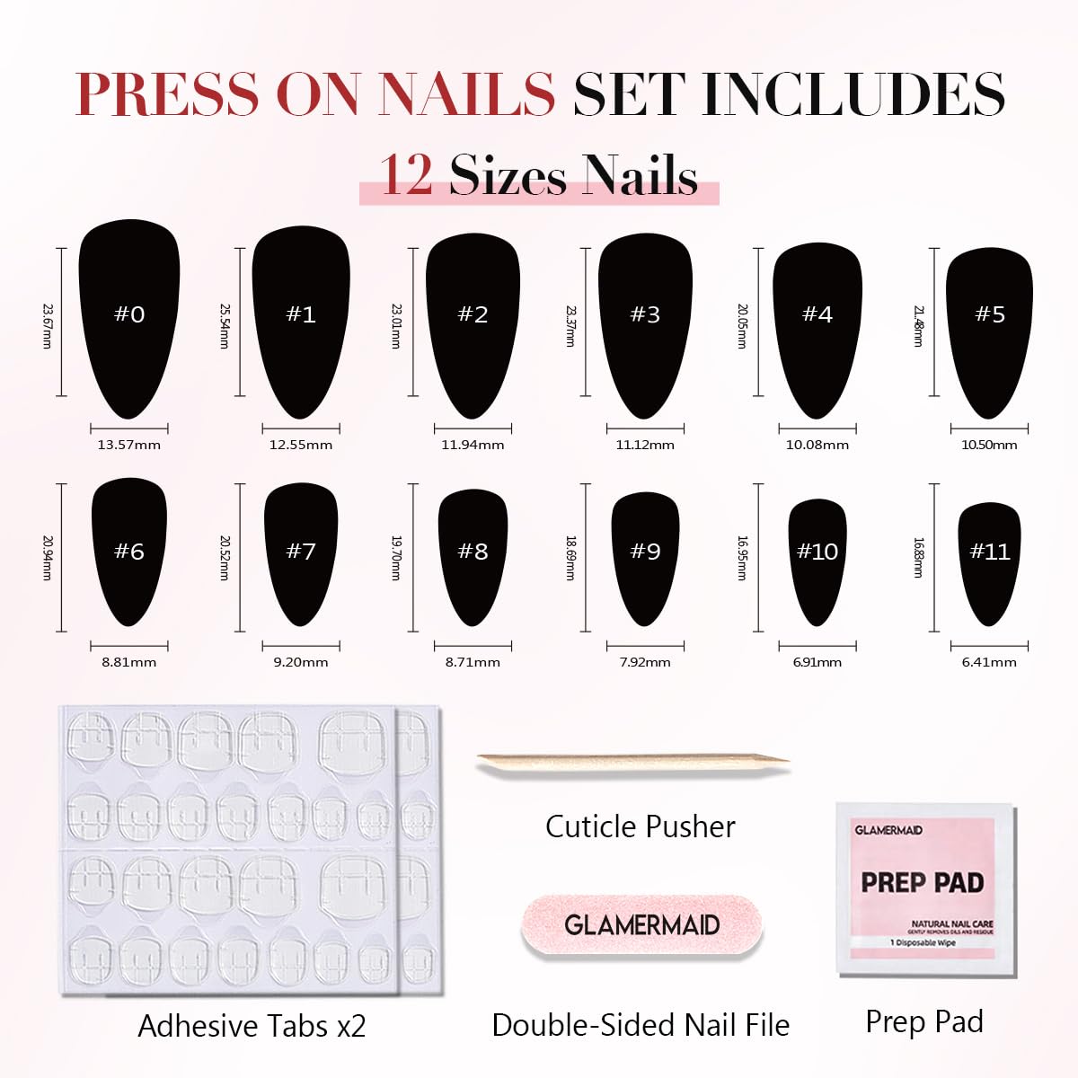 GLAMERMAID Cherry Red Press on Nails Medium Almond, Handmade Jelly Soft Gel Dark Red Glue on Nails Stiletto, Burgundy Emo Fake Nails Short Oval, Reusable Acrylic Stick on False Nails Kit for Women