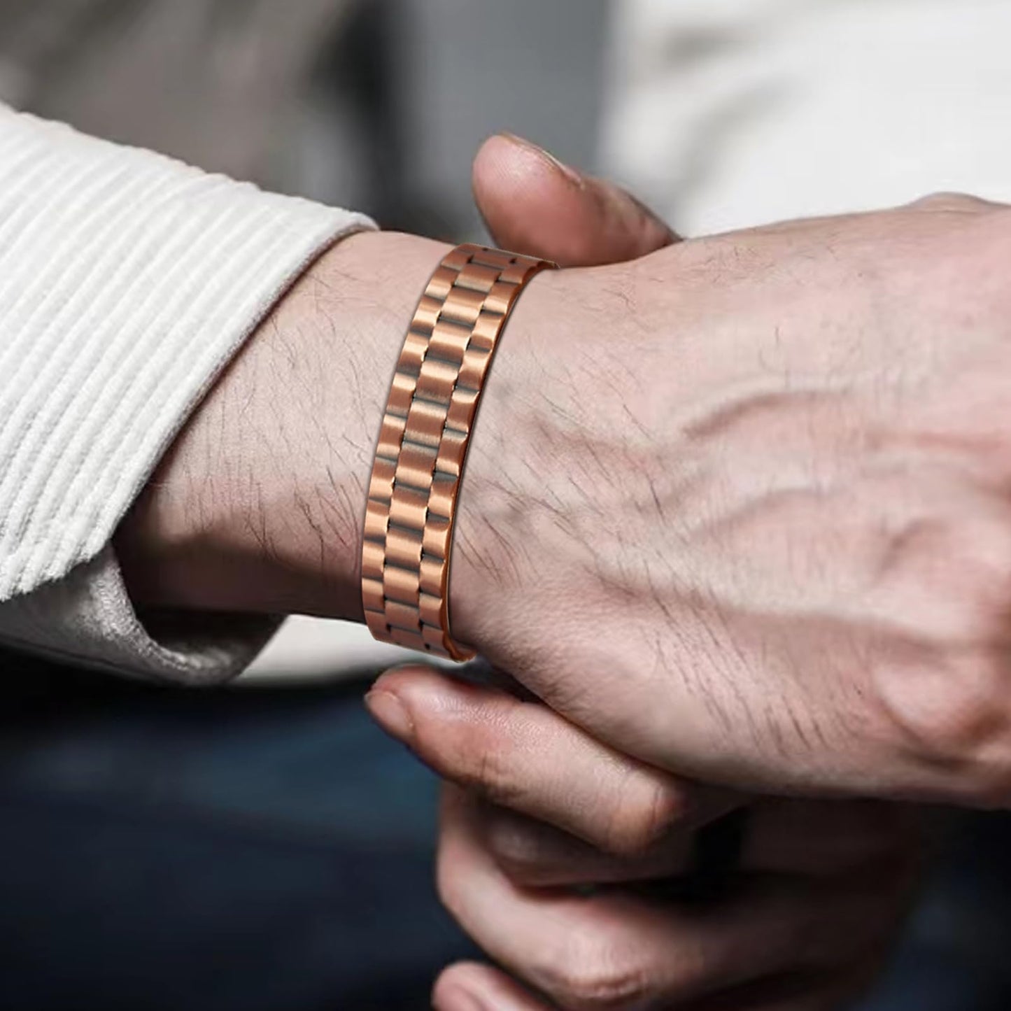 MagEnergy Mens Copper Bracelet 99.9% Pure Copper Magnetic Bracelet with 6 Powerful Magnets with Jewelry Gift Box