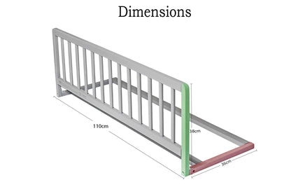 Safetots Wooden Bed Guard, White, 38cm High x 110cm Wide, Toddler Bedrail for Safety, Secure Child Bed Rail, Pre-Assembled, Easy Installation