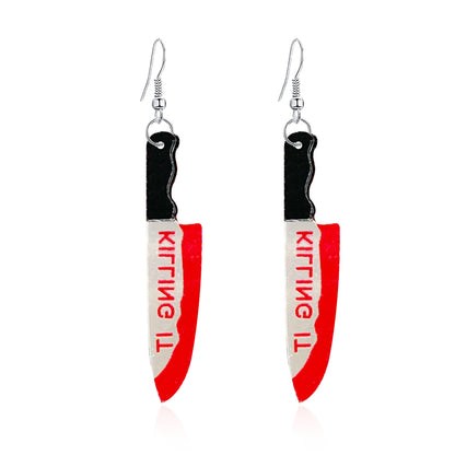 GBAHFY Halloween Ghost Face Knife Earrings Women Acrylic Drop Dangle Scream Gothic Statement Howling Skull Hypoallergenic Jewelry Gifts Lady Party Costume Decorations Accessories (K)